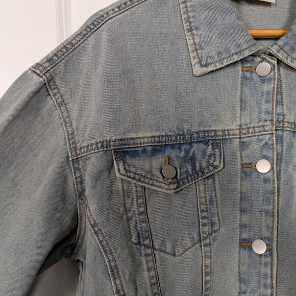 Savanna Jane Jean Jacket Women's Large Distressed Embroidered Pink Stars Sequins - Picture 10 of 16